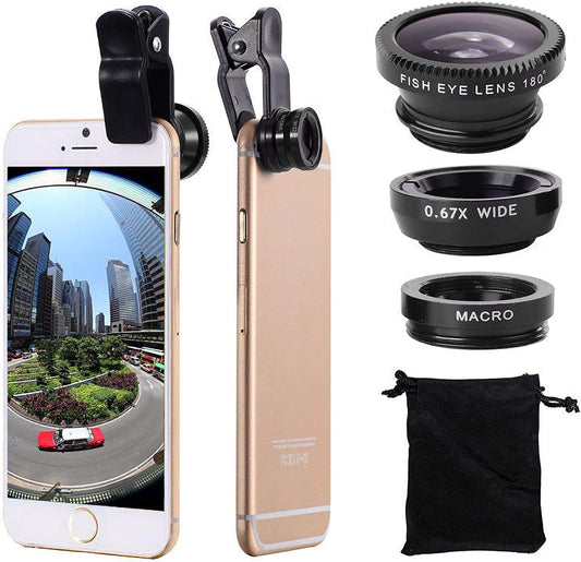ZenCam 3-in-1 Lens Kit for iPhone & Android - Wide Angle, Macro & Fisheye Camera Lenses - Portable Clip-on Smartphone Photography Accessories